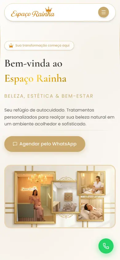 Site de Espaço Rainha Estética, feito pela ClickNex
