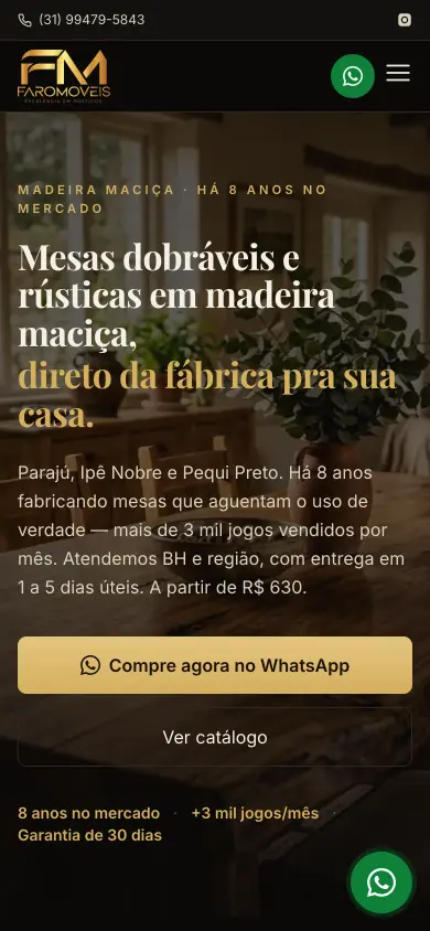 Site de Faro Móveis, feito pela ClickNex