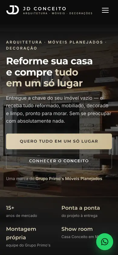 Site de JD Conceito, feito pela ClickNex
