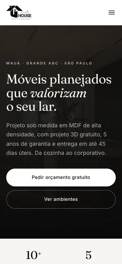 Site de Studio House, feito pela ClickNex